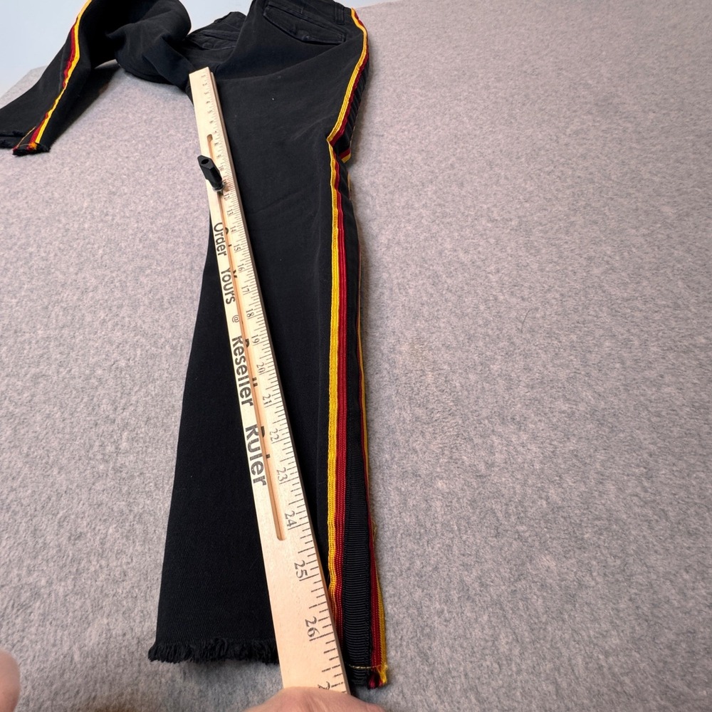 Low Rise Lace Up Cargo Jeans Charcoal Denim Red Yellow Stripe Moto 24 Pam & Gela - Picture 7 of 9